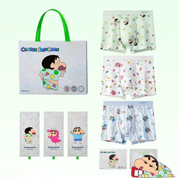 sunsetgoods 日落小物｜正版授權專賣店 《蠟筆小新》搶先預購🔥｜抗菌四角褲3入禮盒組 NT$499