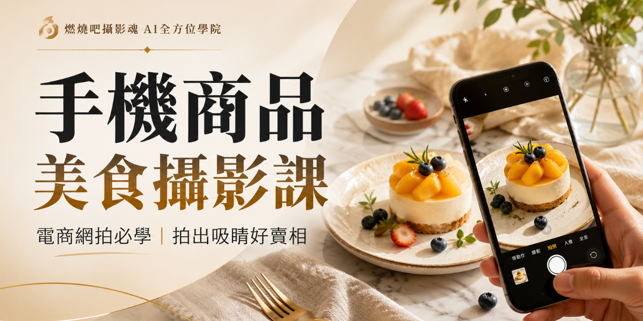 AI全方位學院吳鑫老師 【手機商品美食攝影課】電商網拍必學拍出吸睛好賣相
