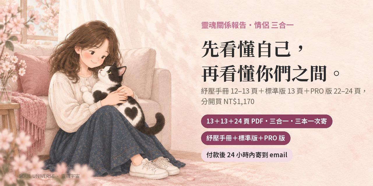 靈魂關係報告・情侶 三合一｜紓壓手冊＋標準版＋PRO 版，三本一次寄