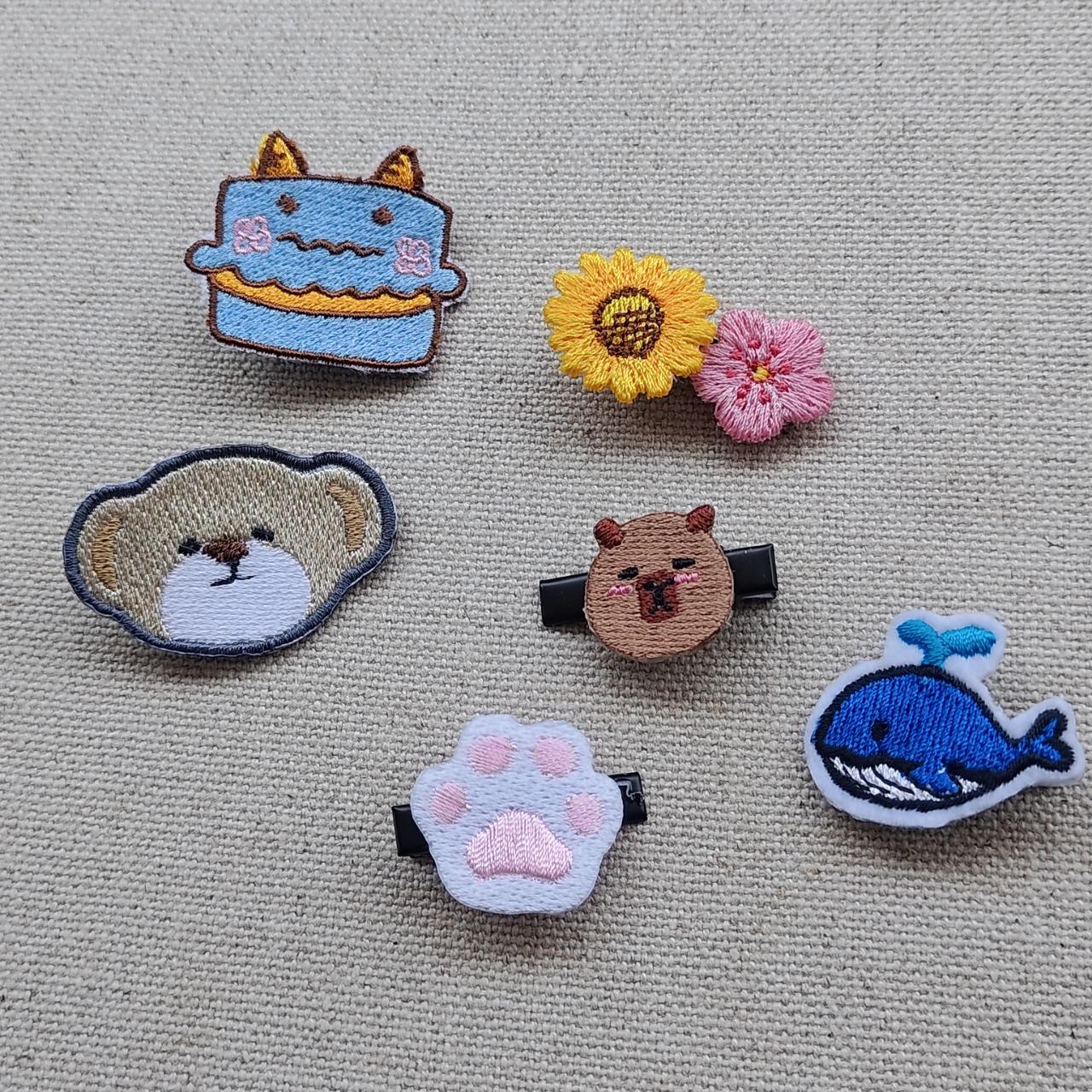 嫩嫩喵手作 刺繡髮夾  電腦刺繡