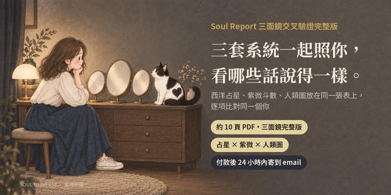 Soul Report 三面鏡交叉驗證完整版｜占星 × 紫微 × 人類圖，三套系統照同一個你