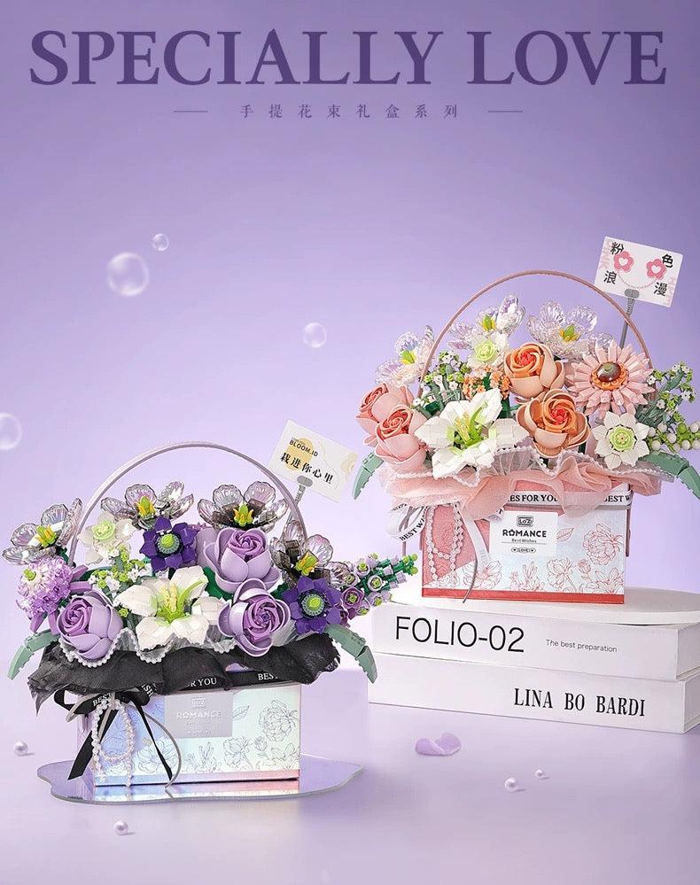 KawaiiGiftLand Loz Building Block Specially Love Set | Pink Purple Flower Basket - wi