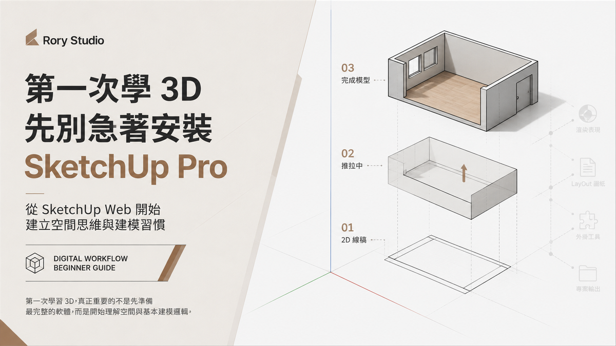 Rory Studio 第一次學 3D，為什麼不要急著安裝 SketchUp Pro？