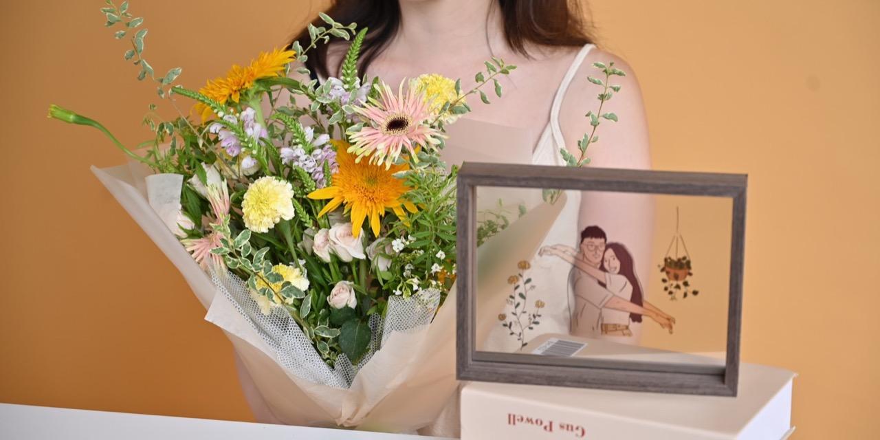 drift FLORISTRY 似顏繪花禮、花束、似顏繪、插畫、花禮、送禮、生日禮、週年紀念日