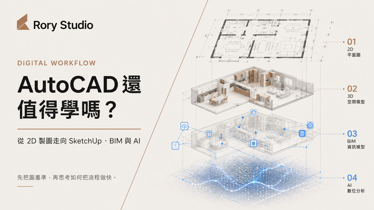 Rory Studio AutoCAD 還值得學嗎？從 2D 製圖走向 SketchUp、BIM 與 AI