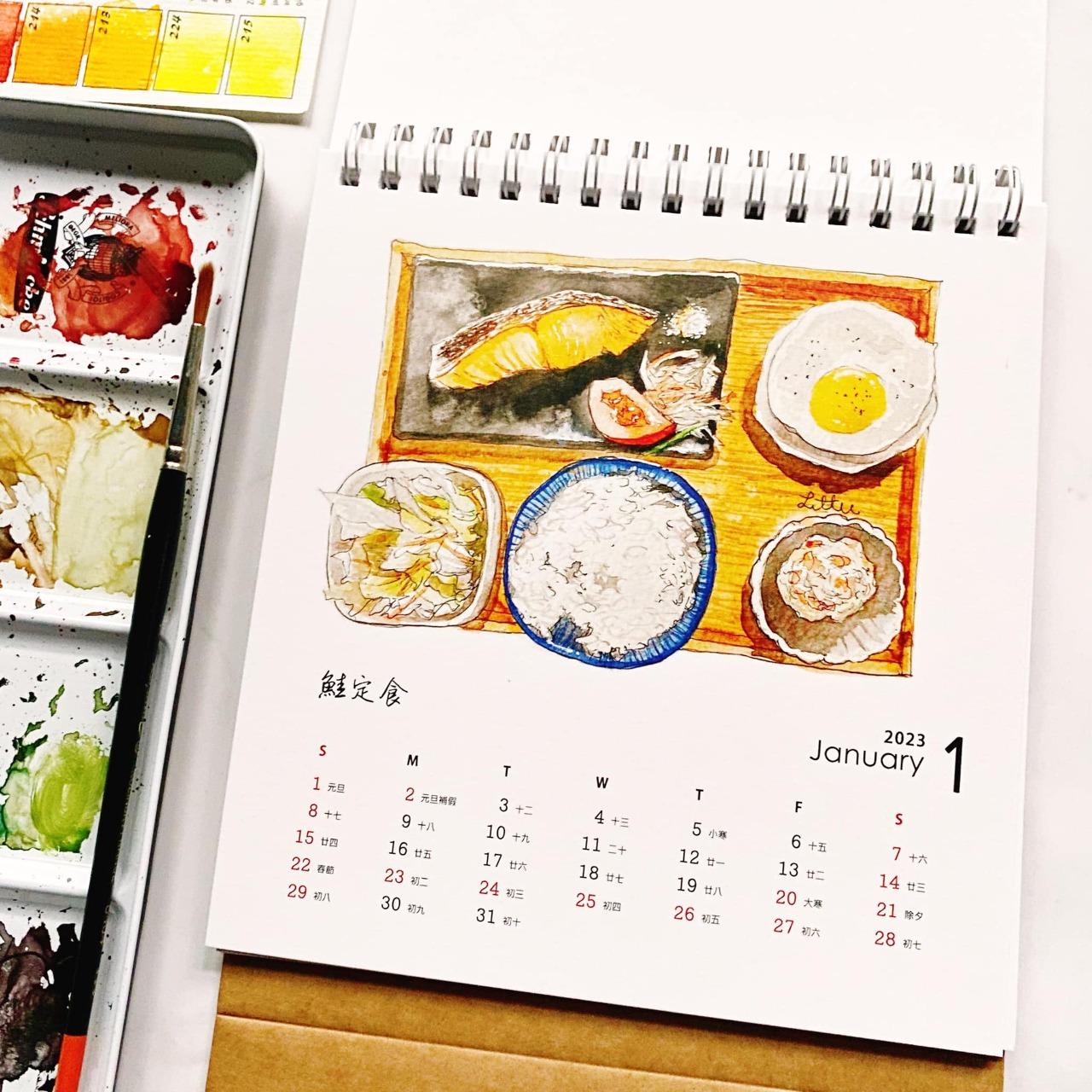 Little 的美食插畫手帳 和風食堂插畫桌曆
