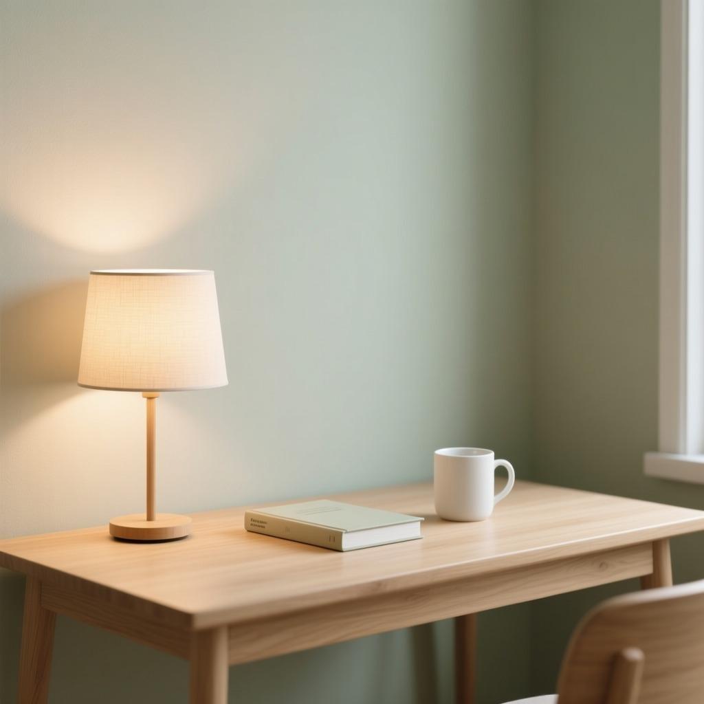 澄潤木光品牌作者簡介頁形象照，北歐風暖光居家空間，木質桌面與安靜閱讀氛圍，象徵香氣生活與慢節奏陪伴感。