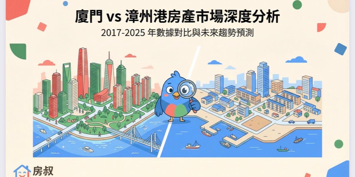 透過2017–2025年的市場數據，深度比較廈門與漳州港兩地房地產市場的發展差異。資料顯示，廈門作為成熟城市，雖經歷房價調整，但城市人口、產業與生活機能仍具支撐力，市場逐步接近底部並具長期復甦潛力；相對而言，漳州港房價自2017年以來持續下跌，累計跌幅超過六成，市場流動性與信心明顯不足。整體分析指出，城市發展動能與人口吸引力才是房地產長期價值的核心關鍵。