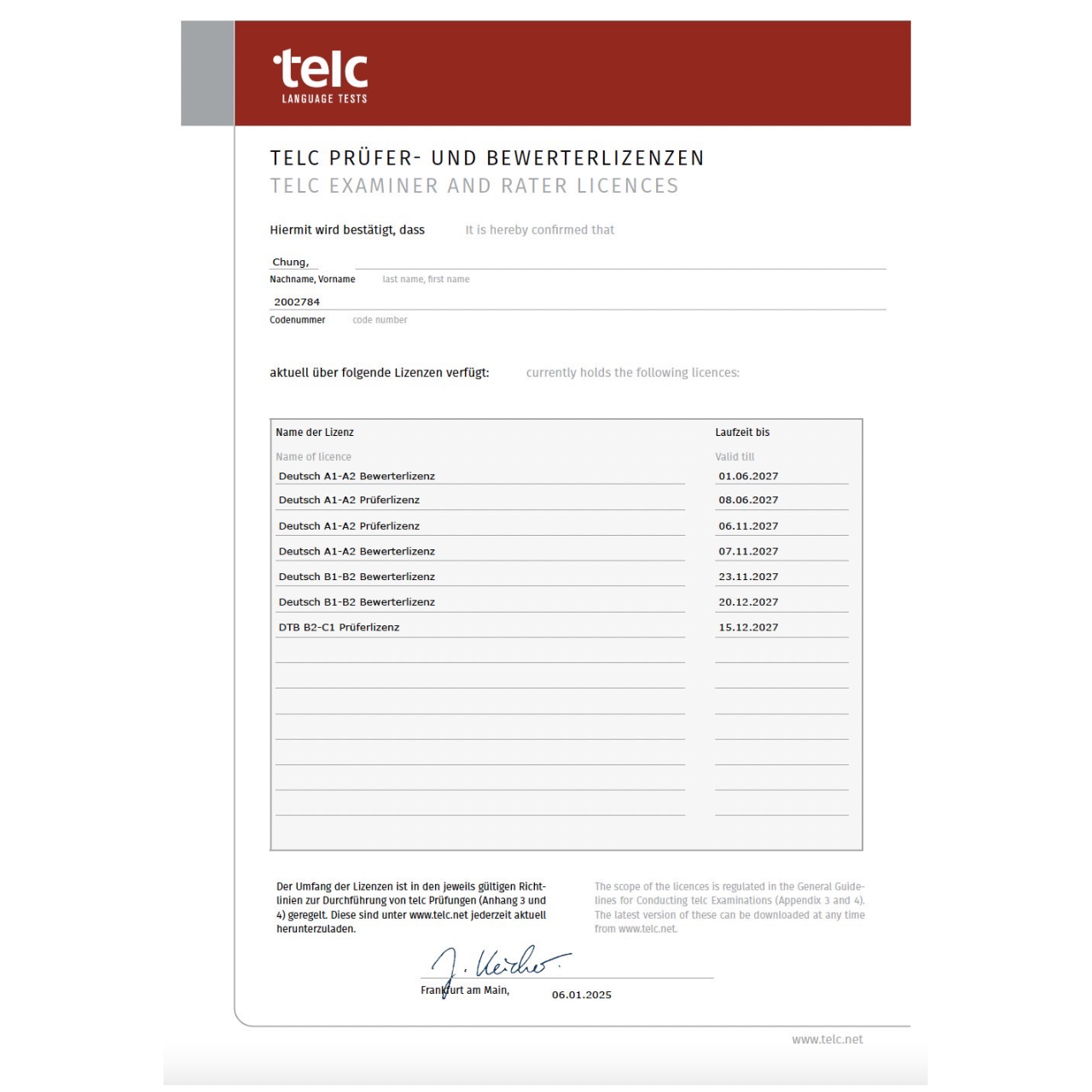 德國移民署：德語教師執照-融合課程 Zulassung zur Lehrtätigkeit in Intergrationskursen