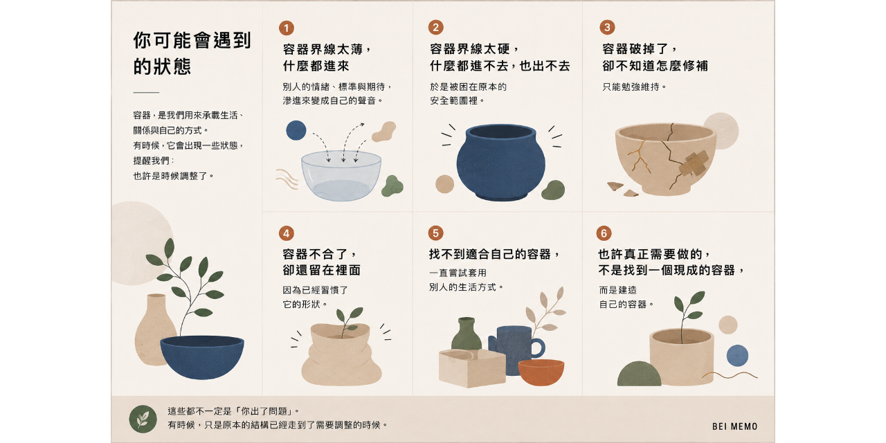 《自我整理：辨識自身的邊界、裂縫與代謝》一套從外部辨識、內在校準，到重建生活結構的自我整理方法
