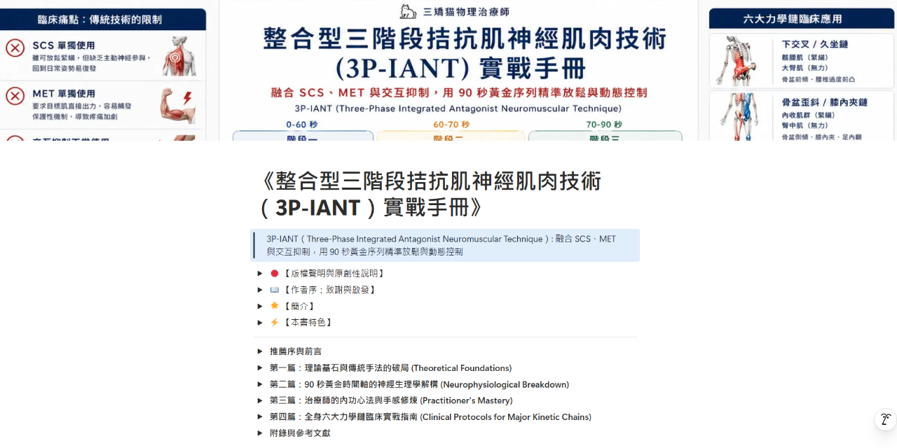 🆕新推出《整合型三階段拮抗肌神經肌肉技術（3P-IANT）實戰手冊》
