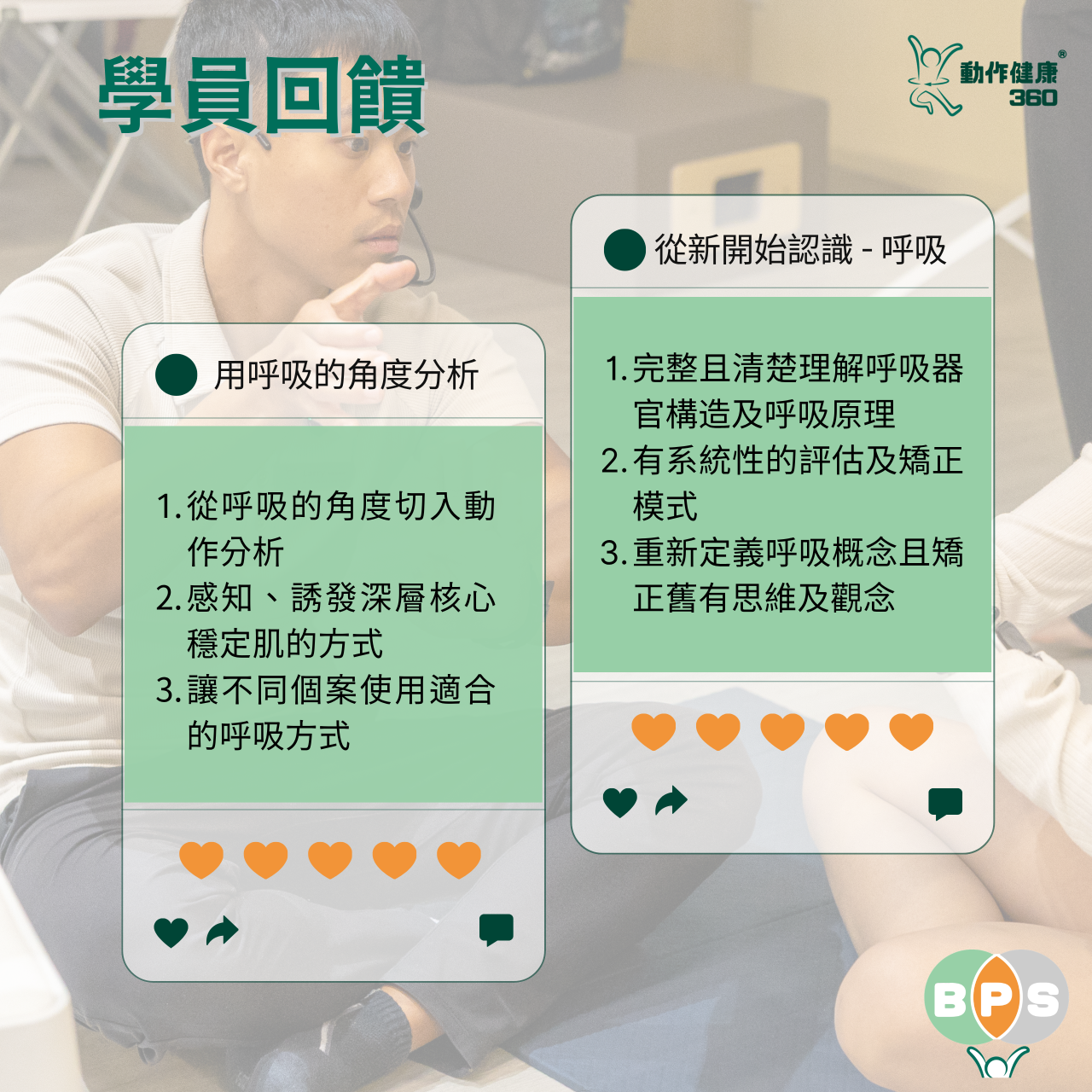 動作健康360｜臺灣首屈運動醫學整合機構 BPS研習課程學員回饋