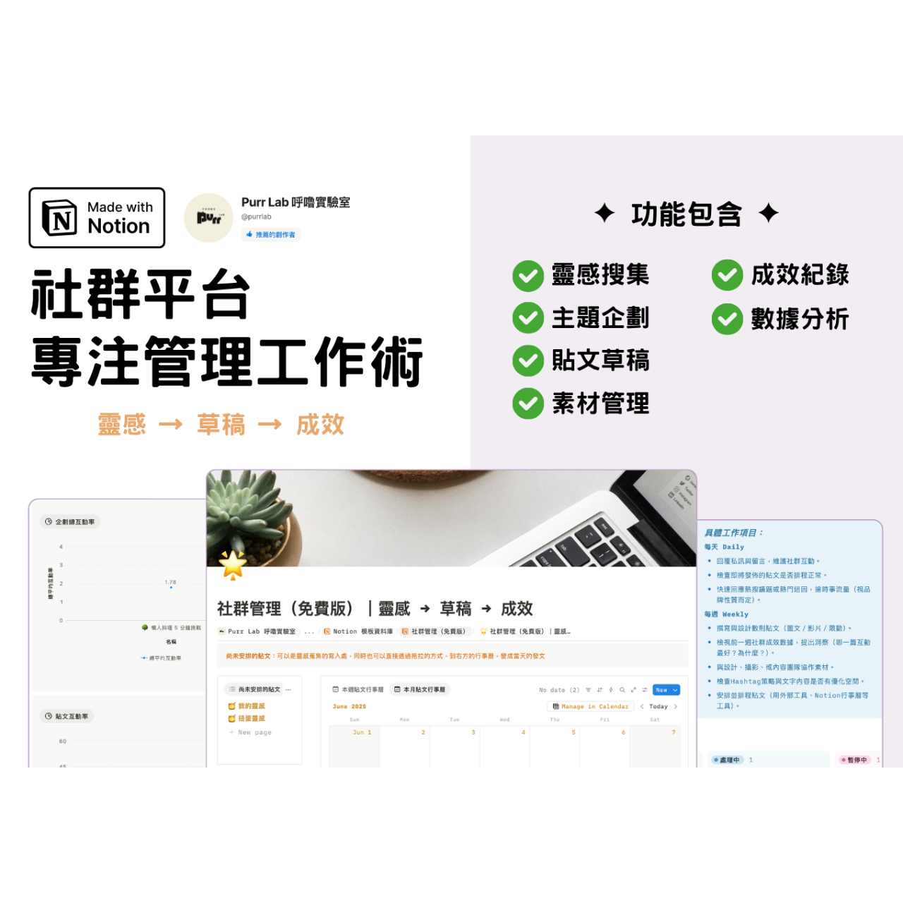 社群內容管理 Notion 模板