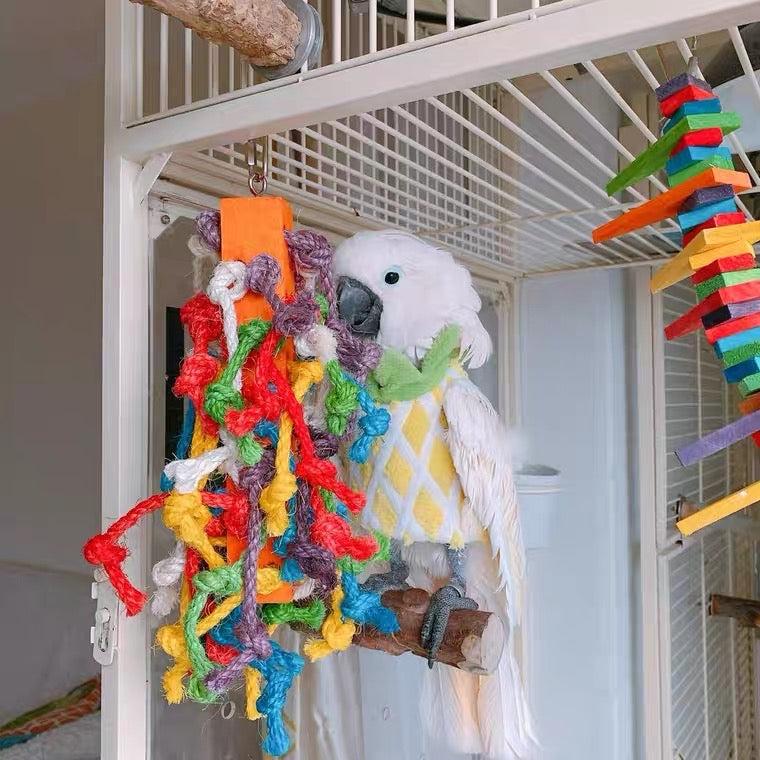 WinnieTheBirds Toy Shop 20x15cm Colourful Style Ropes Bite Hanging Natural Parrot Birdie Toy f