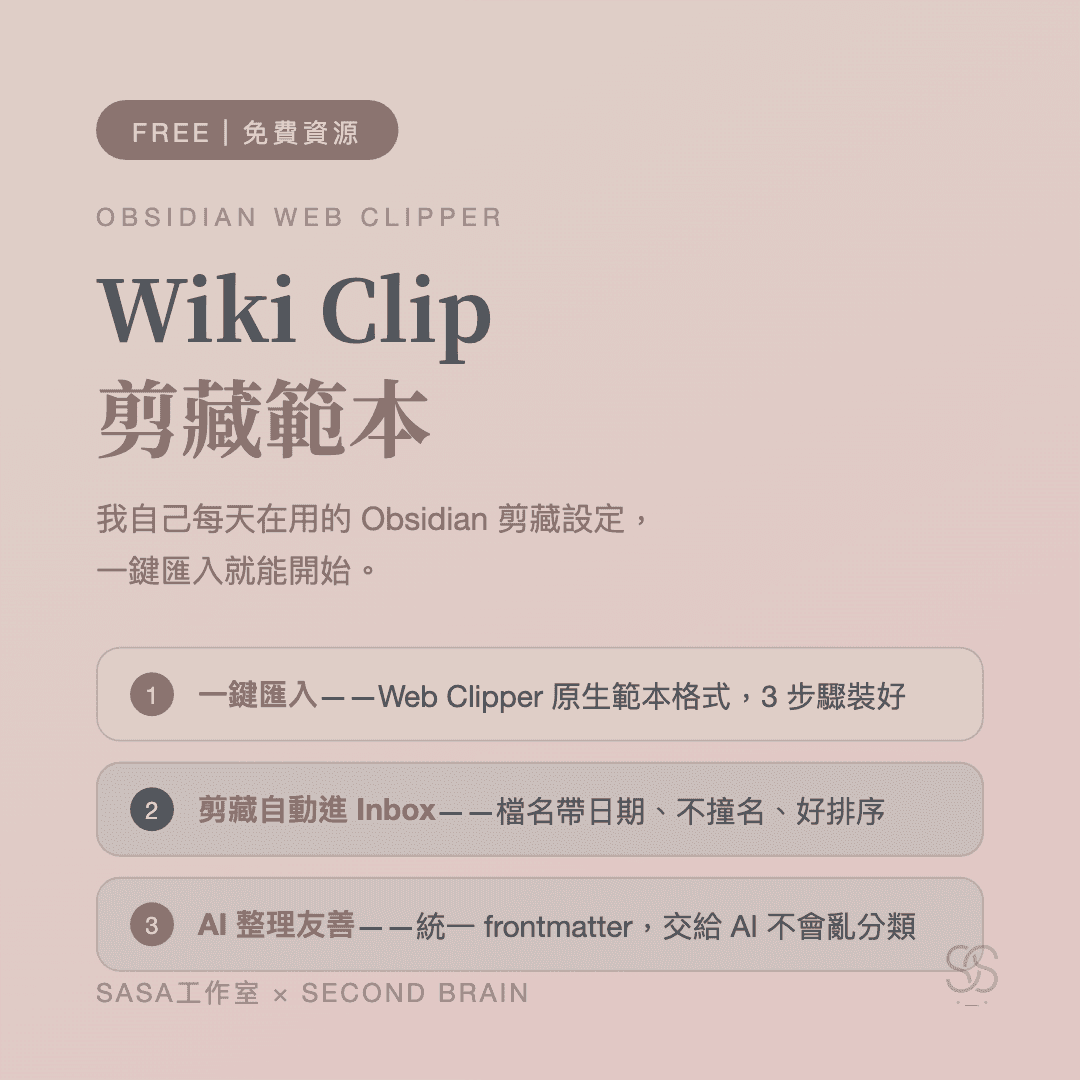 Wiki Clip 剪藏範本｜Obsidian Web Clipper 一鍵匯入設定