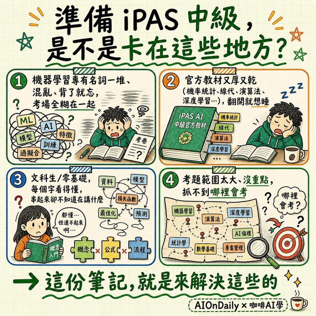 2026 iPAS AI 應用規劃師中級全科攻略包（科一+科二 or 科一+科三) - 心智圖+筆記+複習RECAP+中級題庫平台
