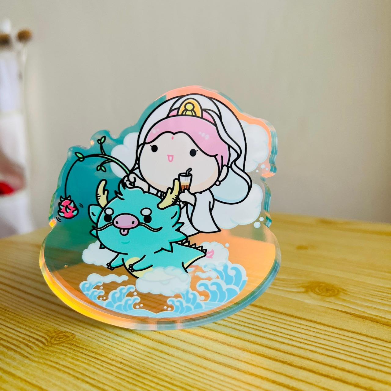 雞童可愛宮 《觀音騎龍衝浪板》：壓克力搖搖立牌