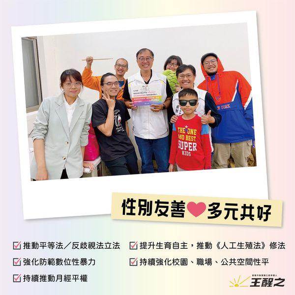 王醒之 簽署《性別友善候選人問卷》點我觀看性平政見！