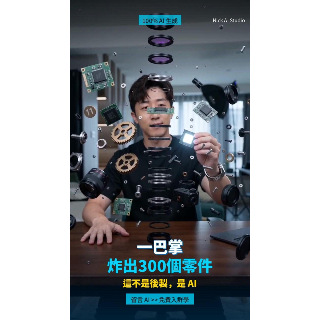 🚀 設計師必學！AI 10秒做爆款影片，免費教你 AI相機爆炸特效，硬體炸裂視覺效果，AI短影音，Nick AI Studio，創意特效教學，尼克AI行動特助