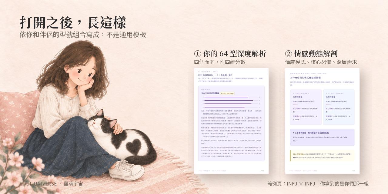 靈魂關係報告・情侶 PRO 版｜22–24 頁，64 型子類型與關係修復手冊