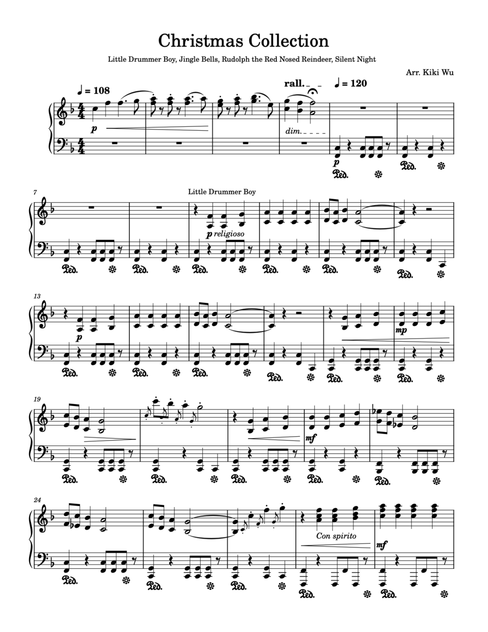 KIKI WU Christmas Collection Solo Piano (Intermediate Level)