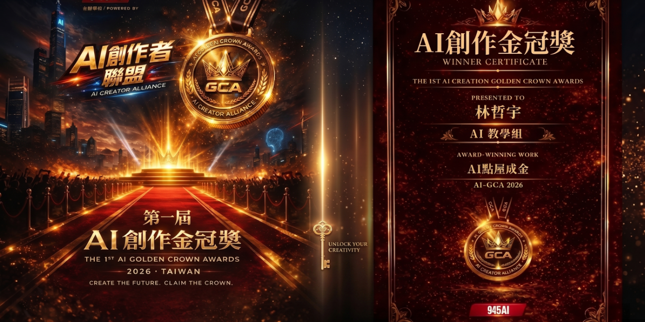 AI自媒體實體課，零基礎AI教學，AI短影音，四小時課程，尼克AI行動特助，945AI，金冠獎冠軍教學