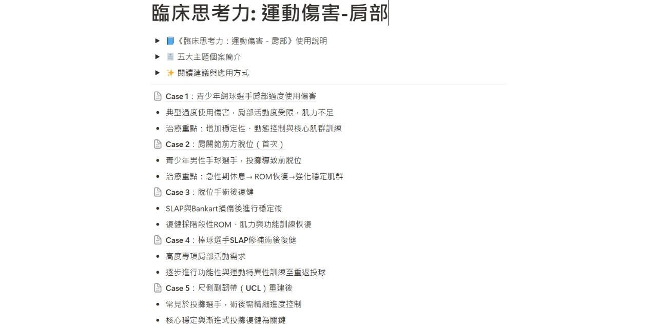 臨床思考力: 運動傷害-肩部