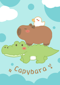 卡皮巴啦Capybara｜插畫 卡皮巴啦x旅行日記 - 藍 – LINE主題 | LINE STORE