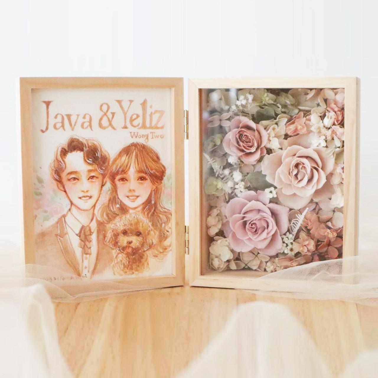 Faina mei 菲娜 畫畫臉 花相框，花與似顏繪，用獨一無二的禮物，紀念這此刻的美好。