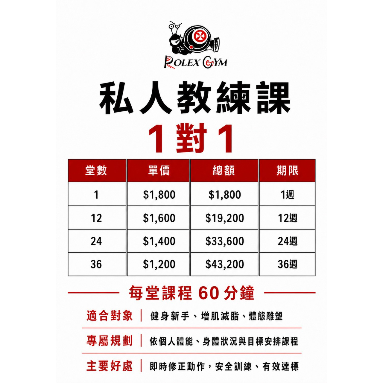 樓擂健身俱樂部 私人教練課