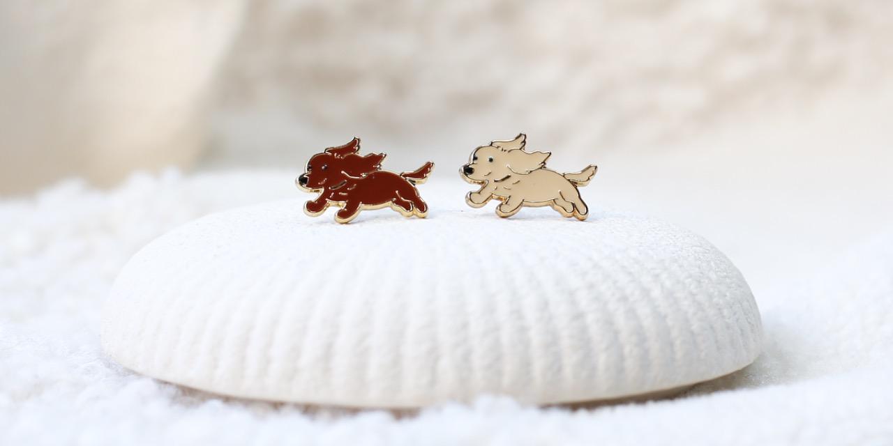 Ginny Lambkin 臘腸狗耳環