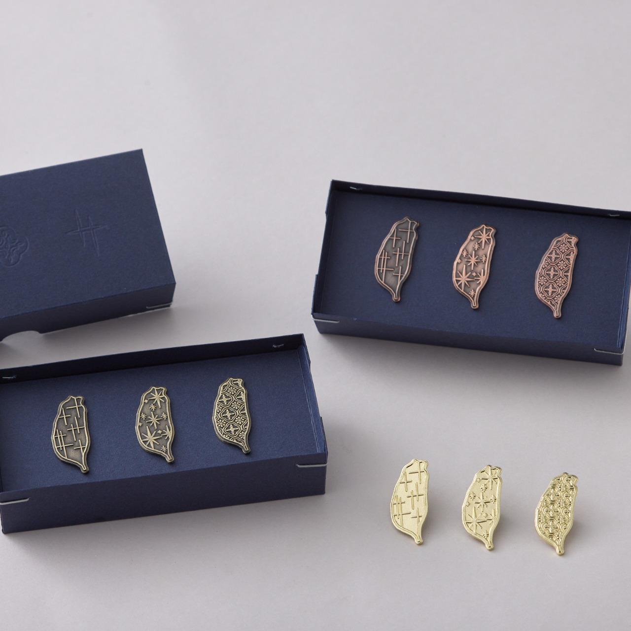 小島誌玻璃紋樣磁鐵徽章組