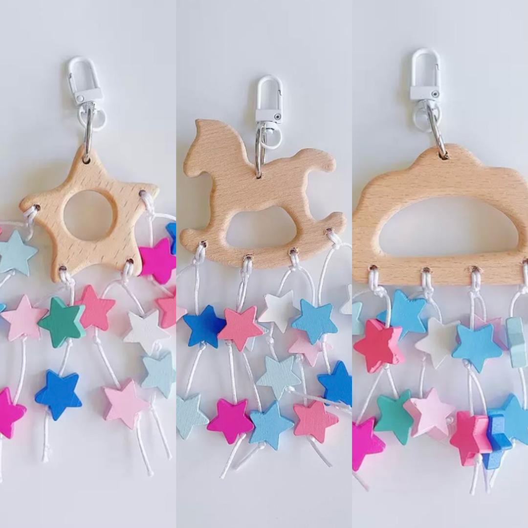 WinnieTheBirds Toy Shop 20cm Parrot Toy Colourful Wooden Stars | Star Rocking Horse Cloud - Bi