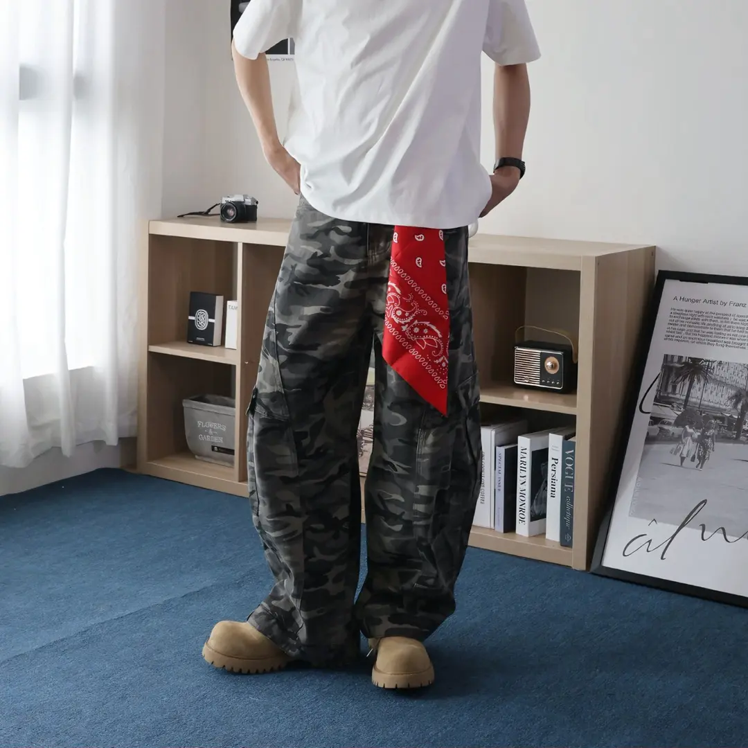 Fashion Jump 【現貨】WP081美式街頭迷彩工裝彎刀褲