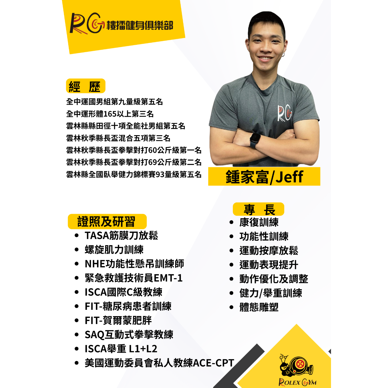 樓擂健身俱樂部 JEFF教練