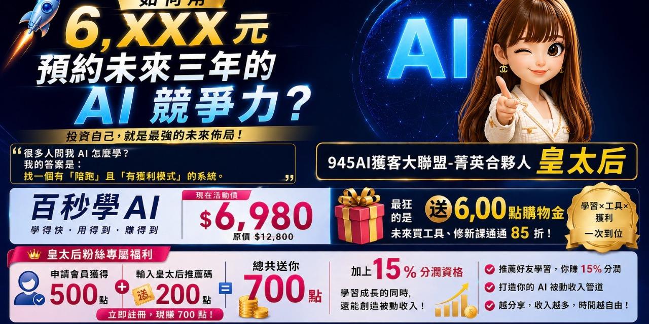 房仲必學！AI皇太后 讓流量幫你成交 線上課程 | 百秒學AI｜聯盟合夥人升級版
