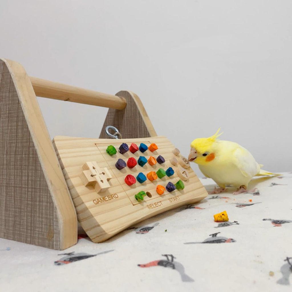 WinnieTheBirds Toy Shop 15x7cm Bird Use Game Machine Wooden and Colourful Cork Bite Toys for P