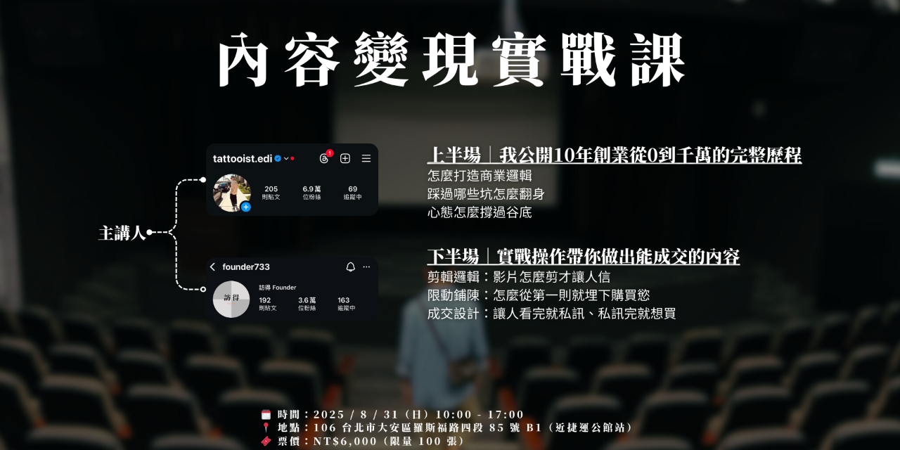訪得 Founder 內容變現實戰課報名表單（僅剩最後50位）