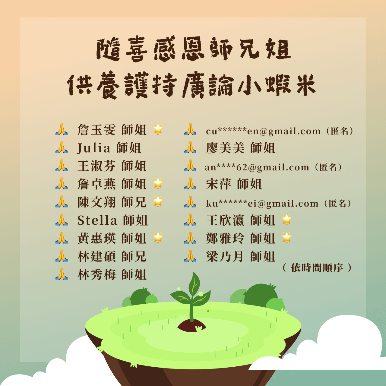 《廣論小蝦米》 廣論小蝦米捐款贊助名單