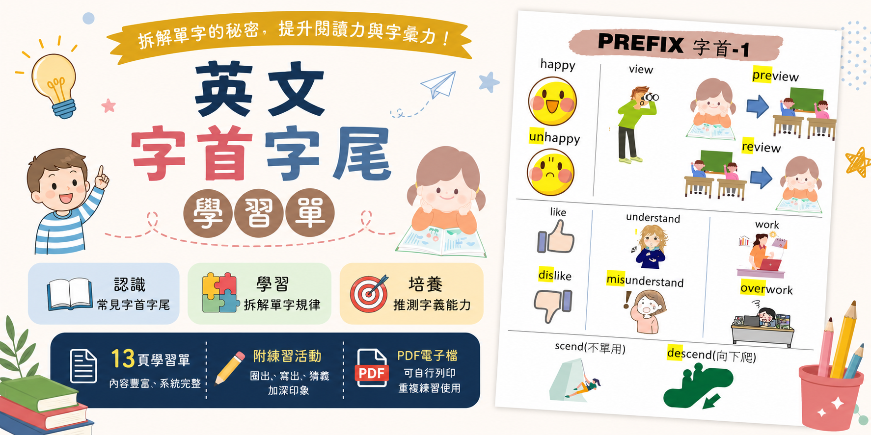 英文字首字尾學習單｜認識單字的秘密
