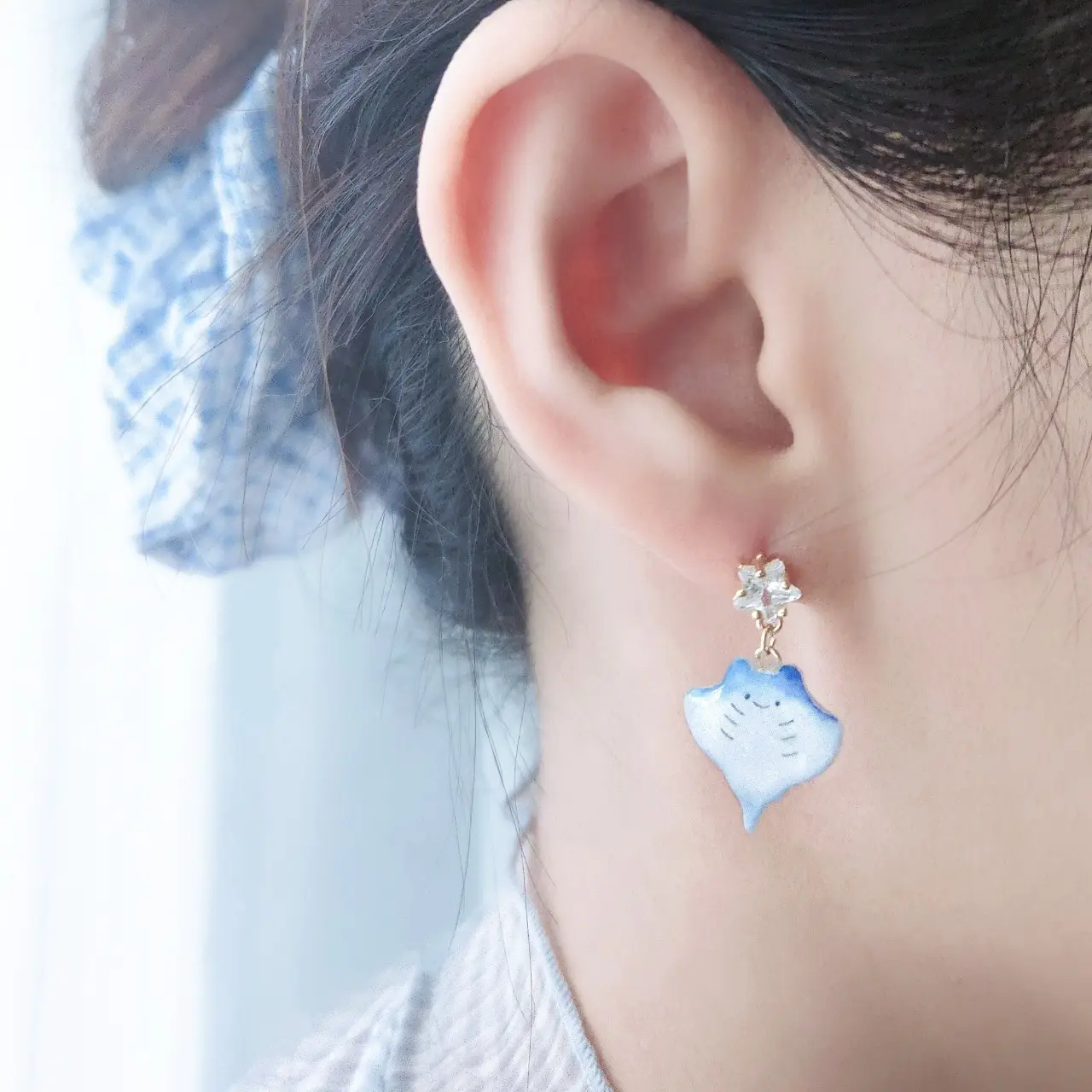 Nutbrown 栗色 動物們 No.090｜微笑魟魚．耳飾