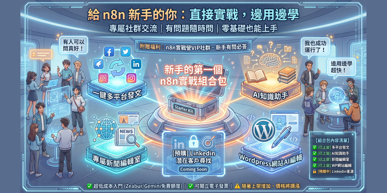 部份現貨的預售商品｜[n8n模板] 一人公司超級個體包