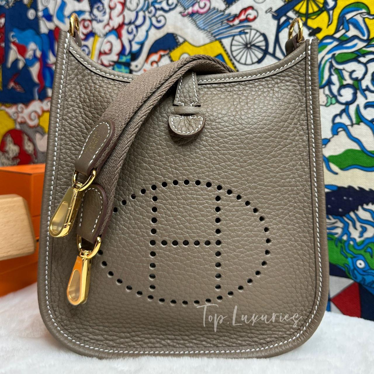 Hermès Mini Evelyne 大象灰金扣同色帶