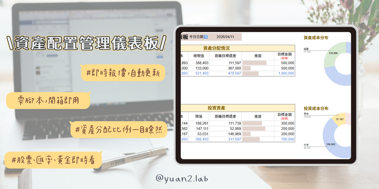 全資產配置管理儀表板｜股票、外幣、黃金一表掌握
