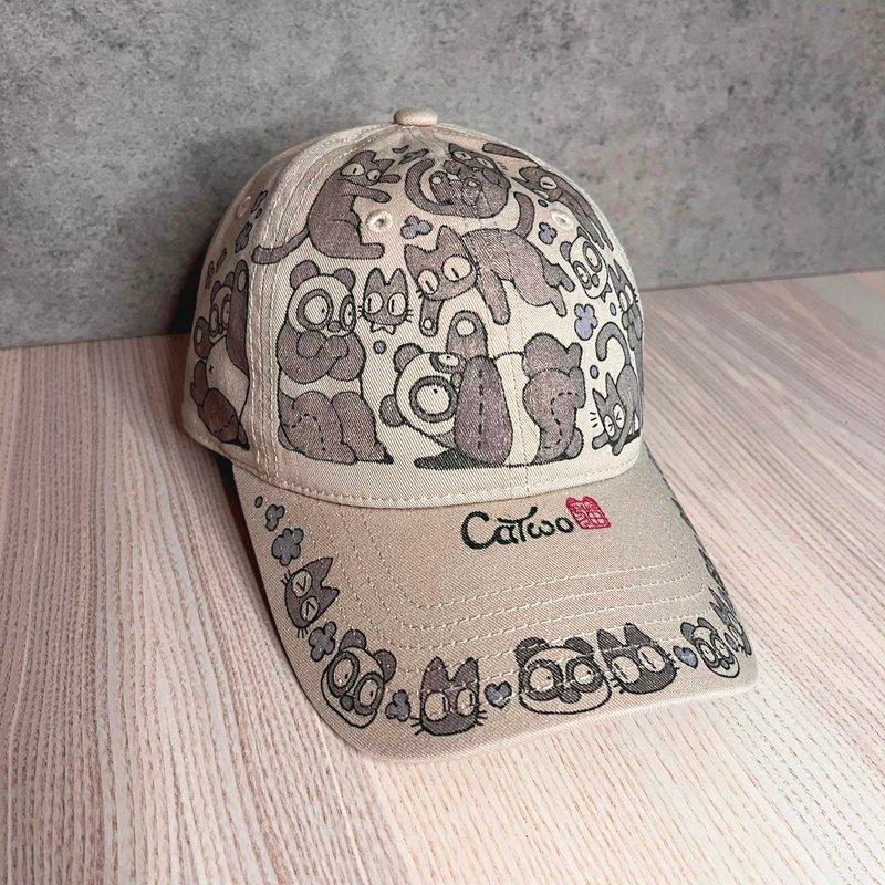 CaTwo貓2 手繪, 老帽, 棒球帽, 藝術帽 手工, catwo, hand-painted, artist cap, cap