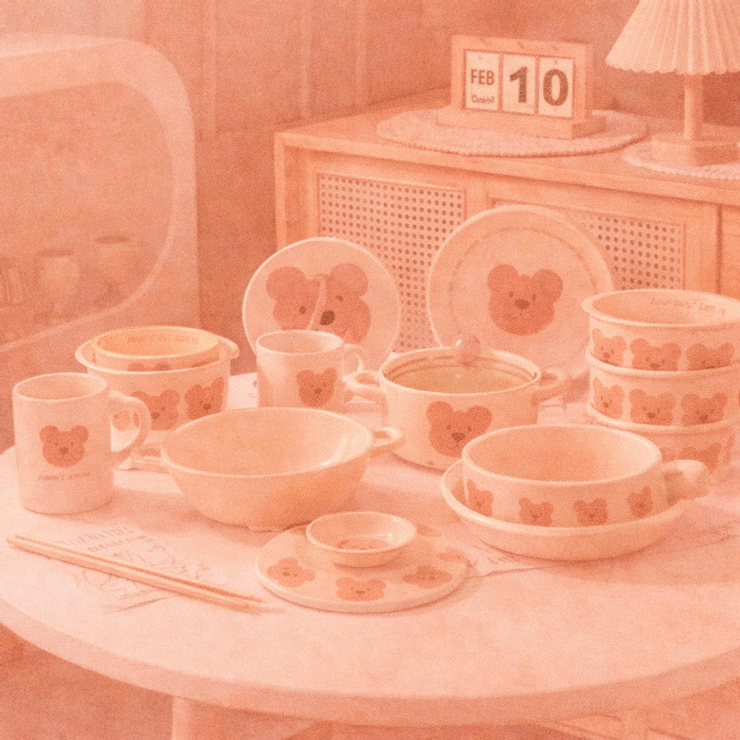 羽昊 韓系ins熊熊餐具組