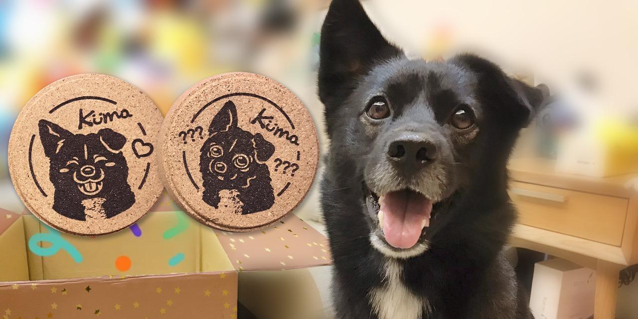 客製化雷射雕刻軟木杯墊，圓形設計，手繪動物插畫轉為雷射刻製。天然軟木材質，輕巧實用，適合日常使用或成套收藏，為生活加入溫暖細節。