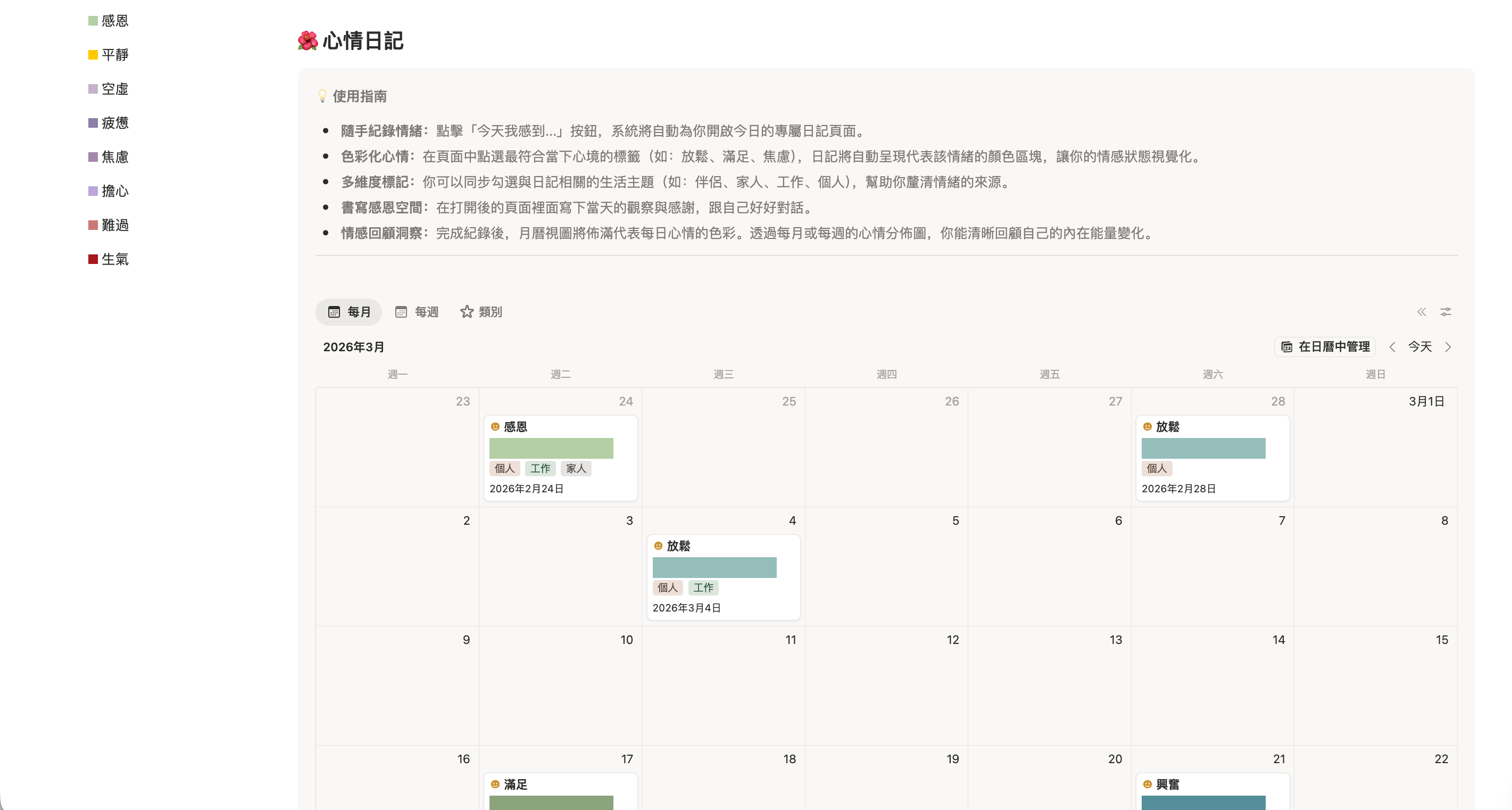 心情日記 The Mood Diary