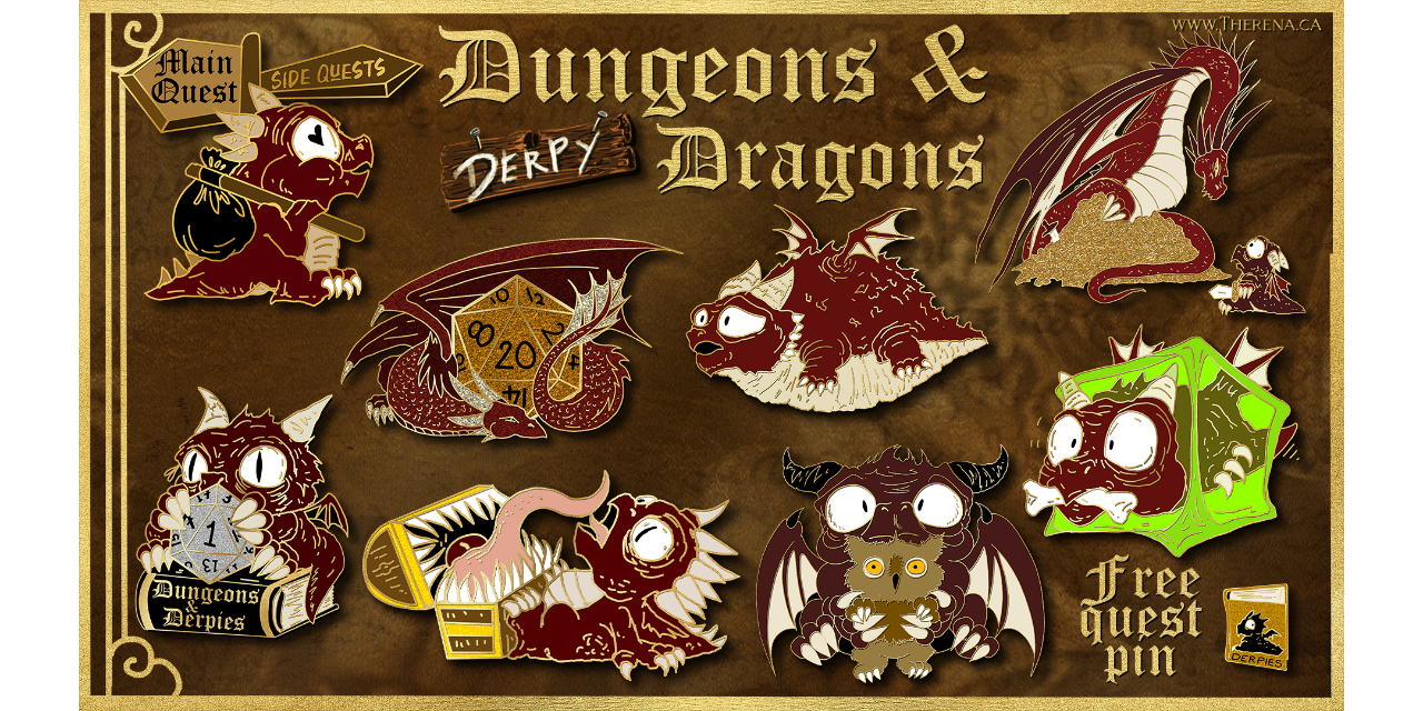 Therena Dungeons & Derpies Pins