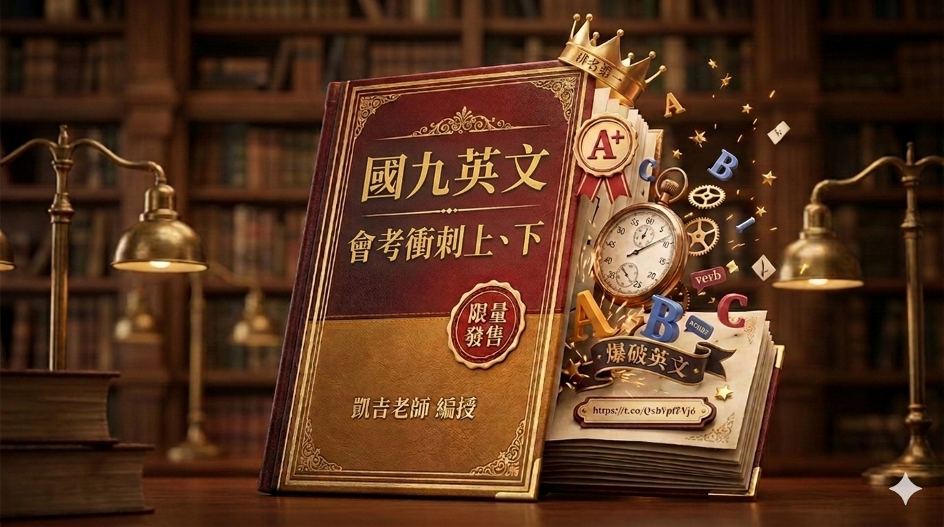 爆破英文國九會考衝刺班實體講義，凱吉老師編授！